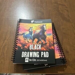 Set of 4 Fulmoon black drawing pads NEW